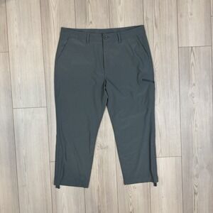 Eddie Bauer‎ Pants Crop Gray Blue Cargo Ripstop Stretch 14 Pockets High Rise